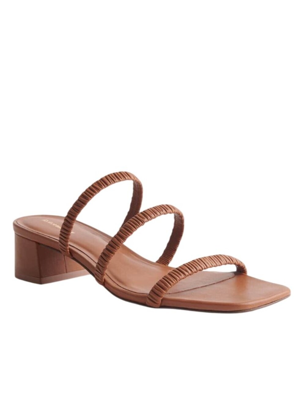 NEW Reformation Assunta Strappy Block Heel Mule Pecan Brown Leather 5.5